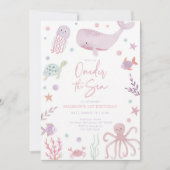 Pastel Onder de Zee Roze 1e Verjaardag Kaart (Voorkant)