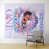 Pastel onder het Zee 1e verjaardag Afro-Amerikaan Wandkleed (In Situ (horizontaal))