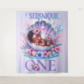 Pastel onder het Zee 1e verjaardag Afro-Amerikaan Wandkleed (Voorkant)