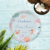 Pastel onder het Zee Blauw Baby shower Papieren Bordje