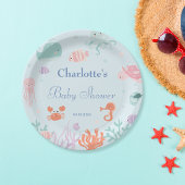 Pastel onder het Zee Blauw Baby shower Papieren Bordje