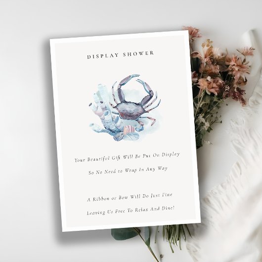Pastel Onderwater Krab Koraal Beeld Baby Shower Informatiekaartje
