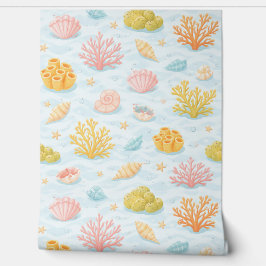 Pastel onderwater zeedieren waterverf patroon behang