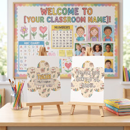 Pastel Onderwijs Schoolbenodigdheden Patroon Bedankkaart