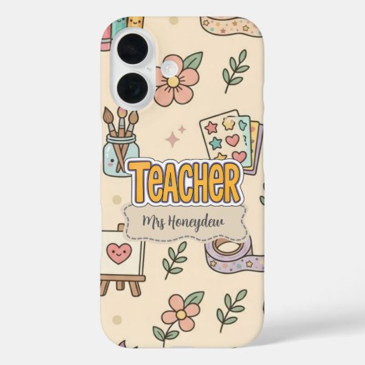 Pastel Onderwijs Schoolbenodigdheden Patroon Case-Mate iPhone Case (Achterkant)