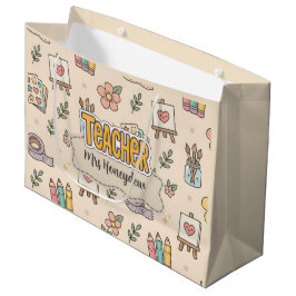 Pastel Onderwijs Schoolbenodigdheden Patroon Groot Cadeauzakje