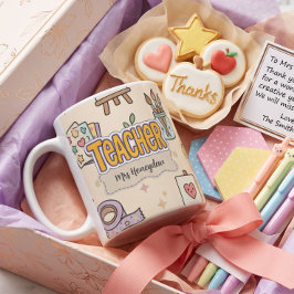 Pastel Onderwijs Schoolbenodigdheden Patroon Koffiemok