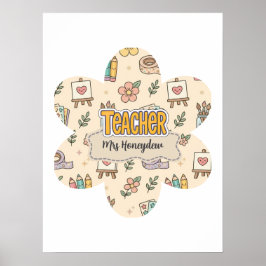 Pastel Onderwijs Schoolbenodigdheden Patroon Poster