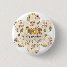 Pastel Onderwijs Schoolbenodigdheden Patroon Ronde Button 3,2 Cm