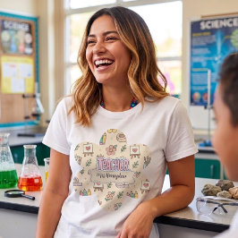 Pastel Onderwijs Schoolbenodigdheden Patroon T-shirt