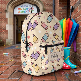 Pastel Onderwijzer  School Potlood Bedrukte Rugzak