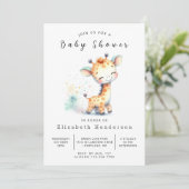 Pastel Online Giraffe Baby shower Kaart (Staand voorkant)