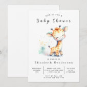 Pastel Online Giraffe Baby shower Kaart (Voorkant / Achterkant)