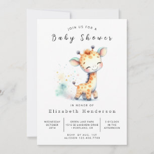 Pastel Online Giraffe Baby shower Kaart