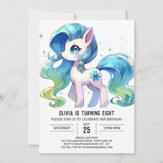 Pastel online paard verjaardag kaart (Voorkant)