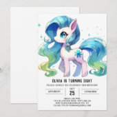 Pastel online paard verjaardag kaart (Voorkant / Achterkant)