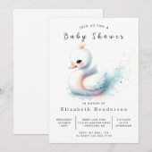 Pastel Online Swan Baby shower Kaart (Voorkant / Achterkant)