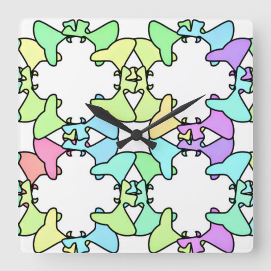 Pastel ontwerp vierkante klok (Voorkant)