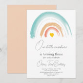 Pastel Onze Kleine Regenboog Verjaardagsfeestje Be Kaart (Voorkant / Achterkant)