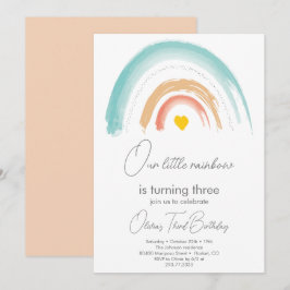 Pastel Onze Kleine Regenboog Verjaardagsfeestje Be Kaart