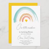 Pastel Onze Kleine Regenboog Verjaardagsfeestje Kaart (Voorkant / Achterkant)