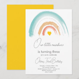 Pastel Onze Kleine Regenboog Verjaardagsfeestje Kaart
