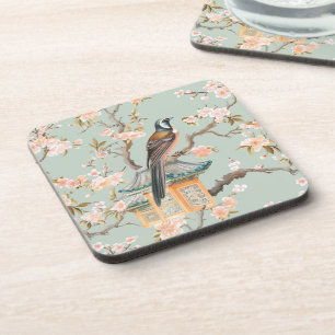 Pastel Oosterse vogel en fruit bloesems Bier Onderzetter