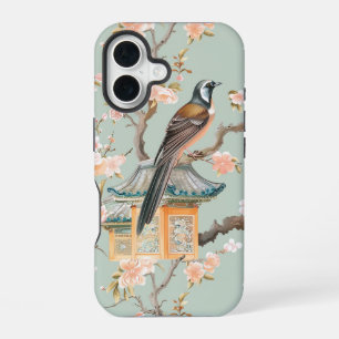 Pastel Oosterse vogel en fruit bloesems iPhone 16 Hoesje