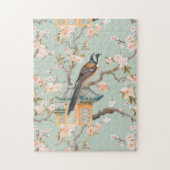 Pastel Oosterse vogel en fruit bloesems Legpuzzel (Verticaal)