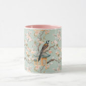 Pastel Oosterse vogel en fruit bloesems Mok (Midden)