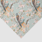 Pastel Oosterse vogel en fruit bloesems Tissuepapier (Detail)