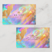 pastel opaal steen faux gouden folie verf visitekaartje (Voorkant / Achterkant)