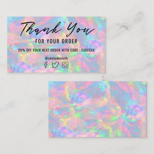 Pastel opaal textuur dank u visitekaartje (Voorkant / Achterkant)
