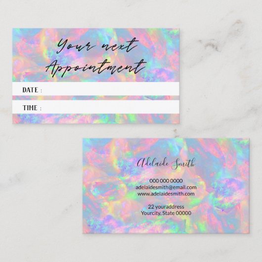pastel opal afspraakkaart visitekaartje (Voorkant / Achterkant)