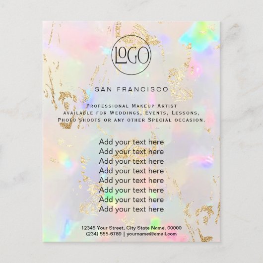pastel opal FAUX holografen Flyer (Voorkant)