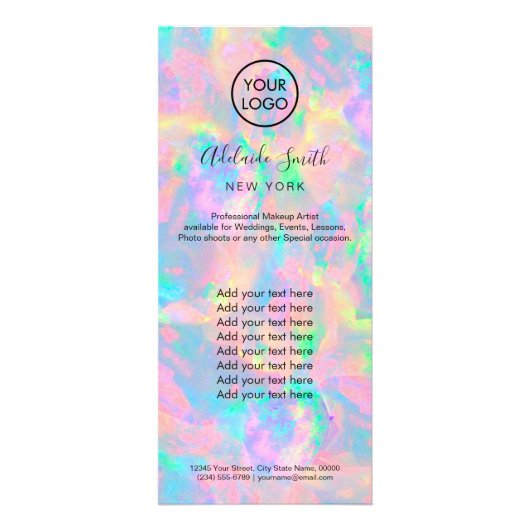 pastel opal price list rackkaart reclamekaart (Voorkant)