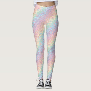 Pastel Opal Regenboog Luipaardprint Leggings