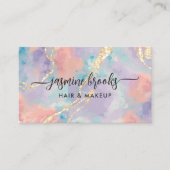 Pastel Opal Waterverf Gold Glitter Visitekaartje (Voorkant)
