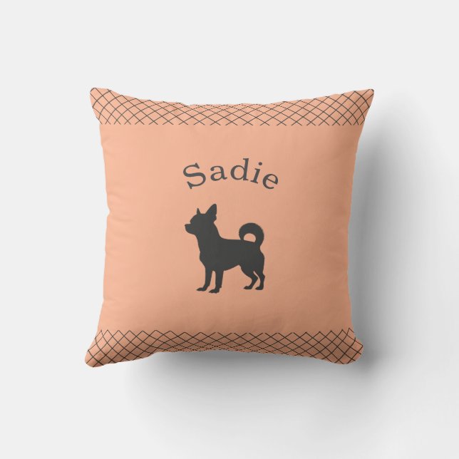 Pastel Orange Chihuahua | Personalized Matching Kussen (Achterkant)