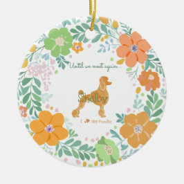 Pastel Orange Floral Poodle Custom Photo Memorial Keramisch Ornament