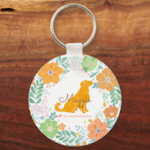 Pastel Orange Golden Retriever Custom Photo   Sleutelhanger (Voorkant)