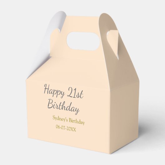 Pastel orange gray happy 21st birthday name date bedankdoosjes (Voorkant Zijde)