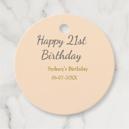 Pastel orange gray happy 21st birthday name date bedankjes labels