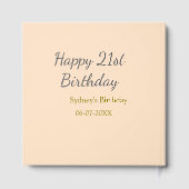Pastel orange gray happy 21st birthday name date gastenboek (Achterkant)