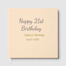 Pastel orange gray happy 21st birthday name date gastenboek
