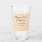 Pastel orange gray happy 21st birthday name date glas (Achterkant)