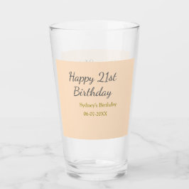 Pastel orange gray happy 21st birthday name date glas