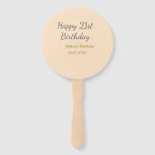 Pastel orange gray happy 21st birthday name date handwaaier (Achterkant)