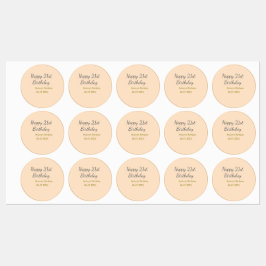 Pastel orange gray happy 21st birthday name date labels