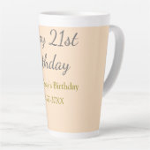 Pastel orange gray happy 21st birthday name date latte mok (Rechterhoek)